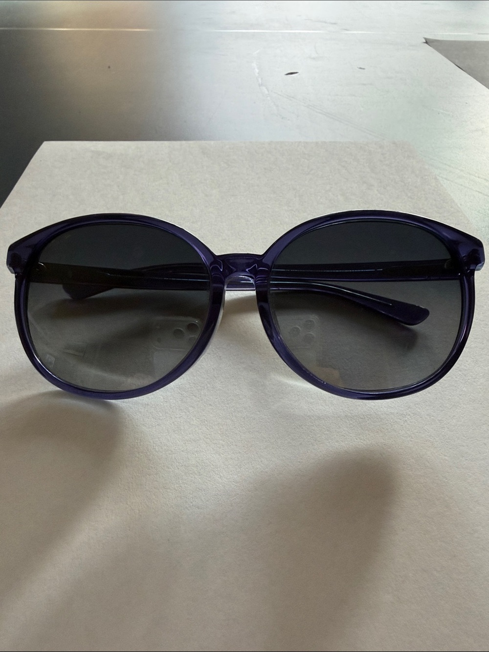 Maui Jim Round Blue Frame Sunglasses with Dark Lenses